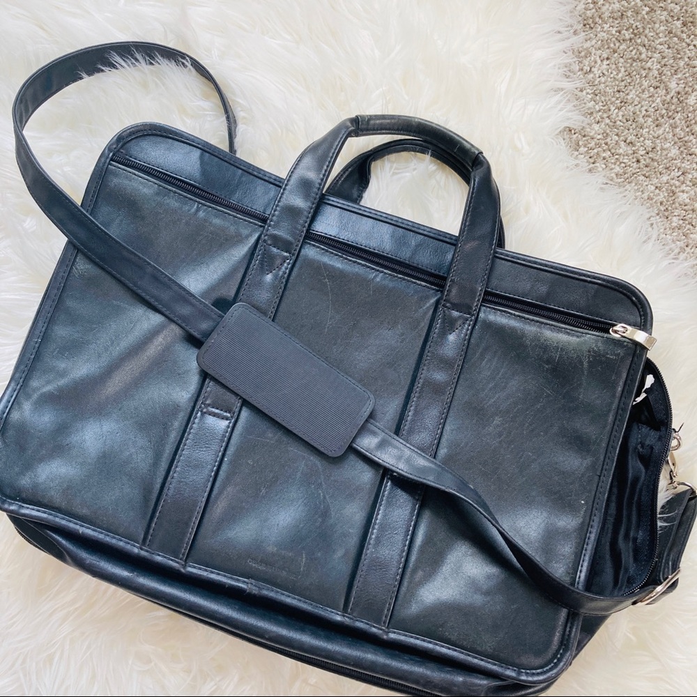 Vintage Perry Ellis | Genuine Leather Black Briefcase